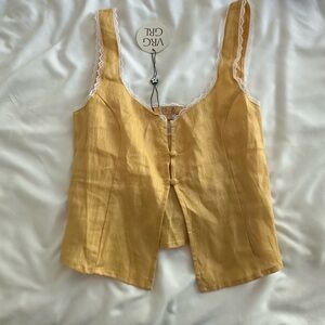Verge girl yellow button up top US 4 UK 8 NWT